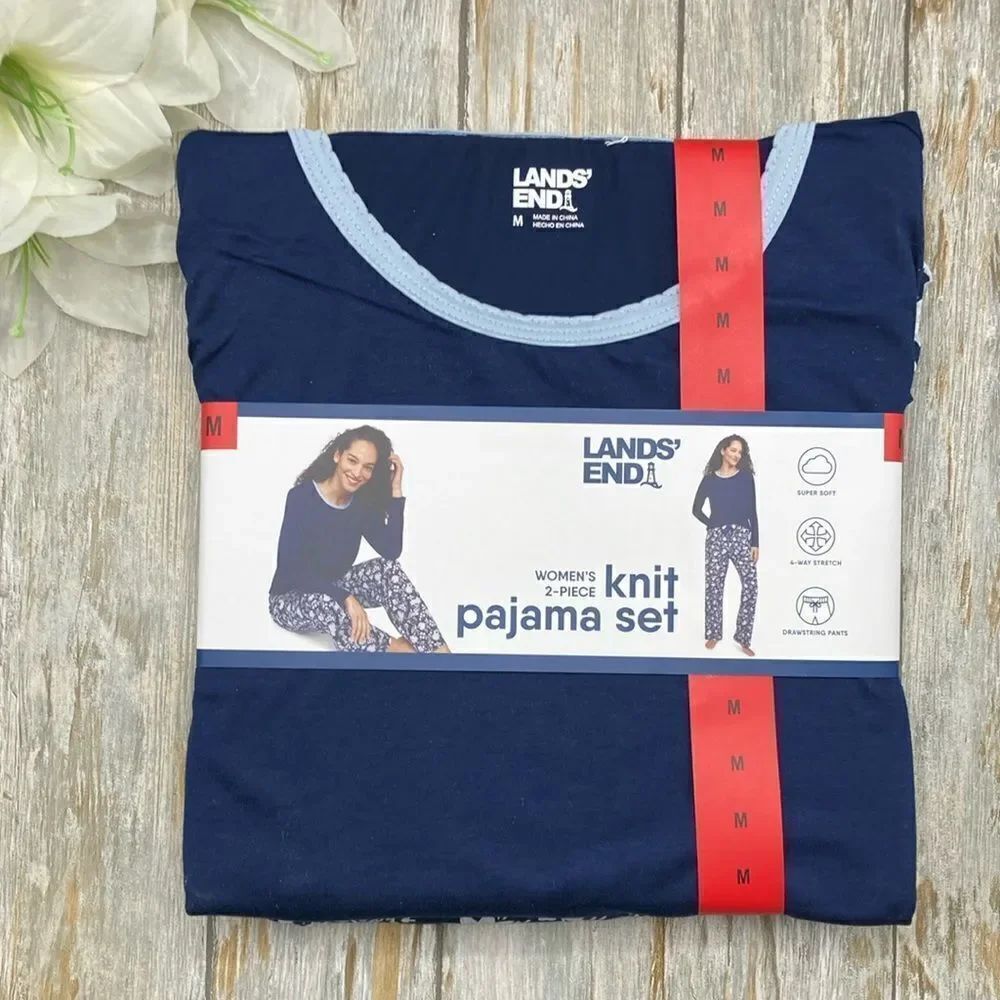LandsโโEnd Womenโs Knit Pajama Lounge 2-Piece Set SizeโM